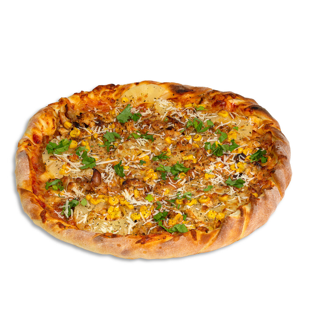 Пицца курица и ананас